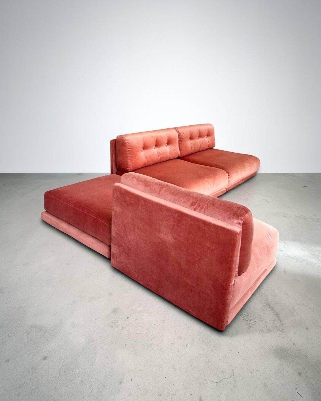 Canapé modulaire Salpol en velours Dralon (Bayer), Italie 1970