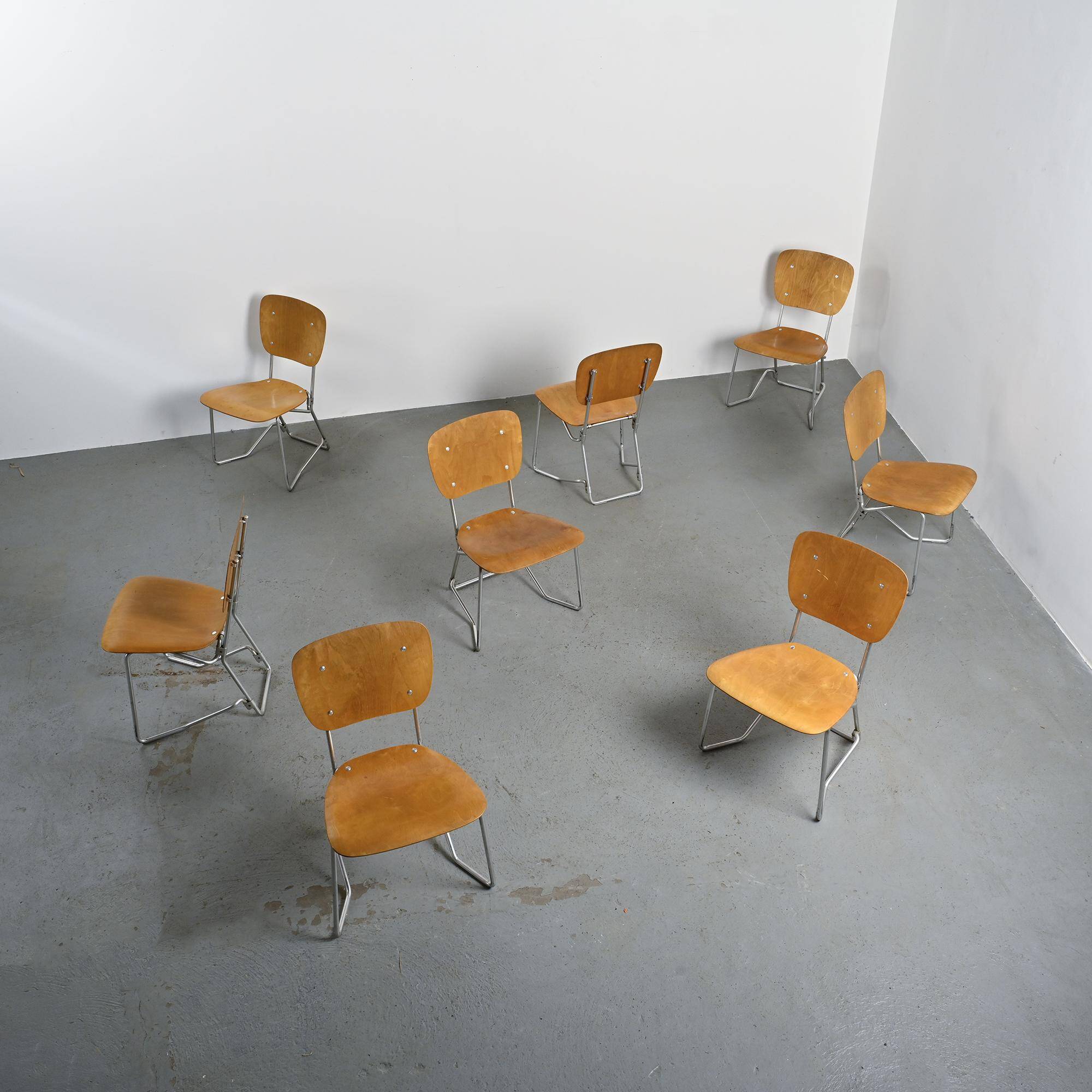 Suite de 8 chaises Alu-Flex par Armin Wirth, circa 1965