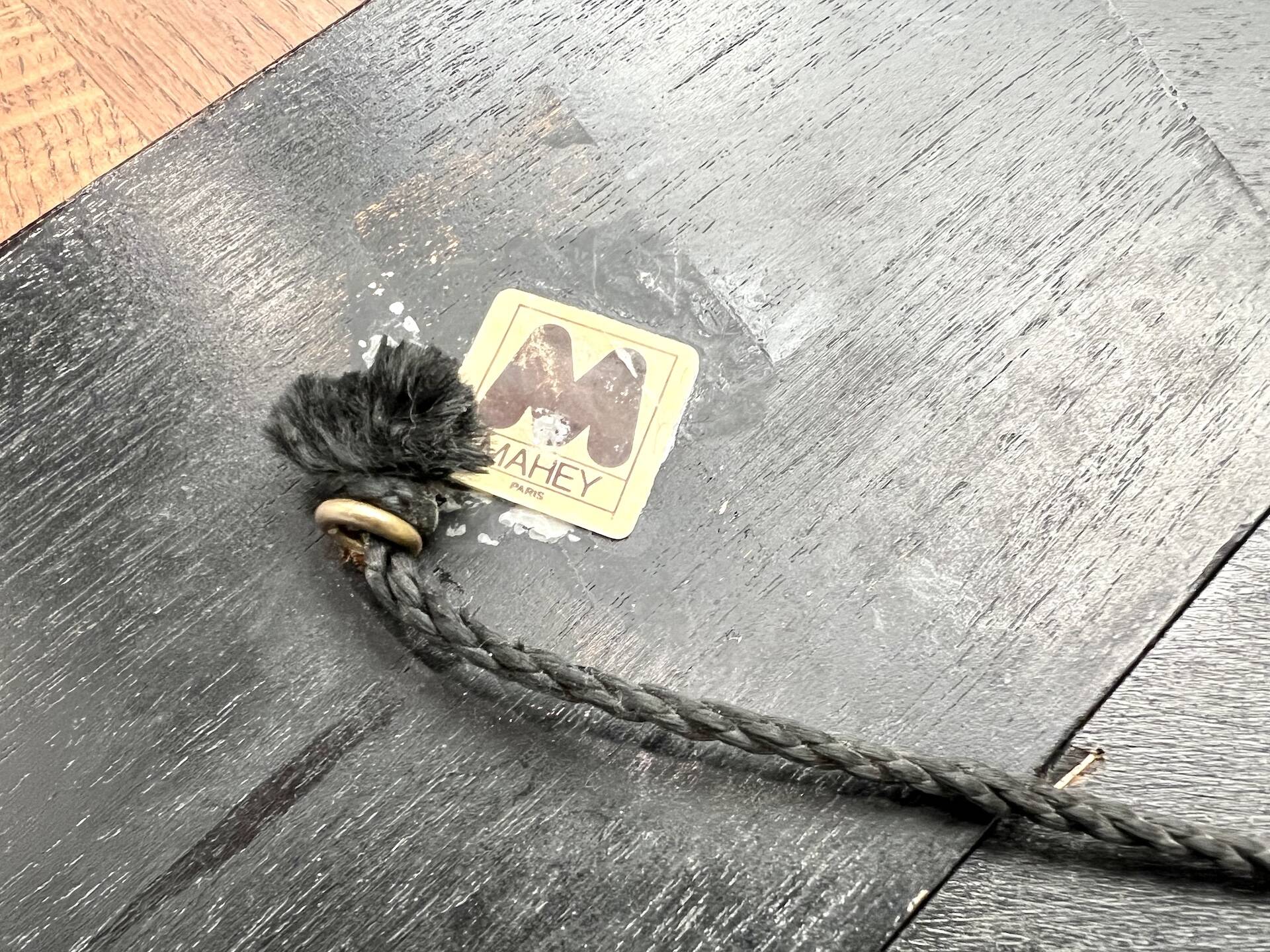 Octagonal wooden mirror by Jean-Claude Mahey