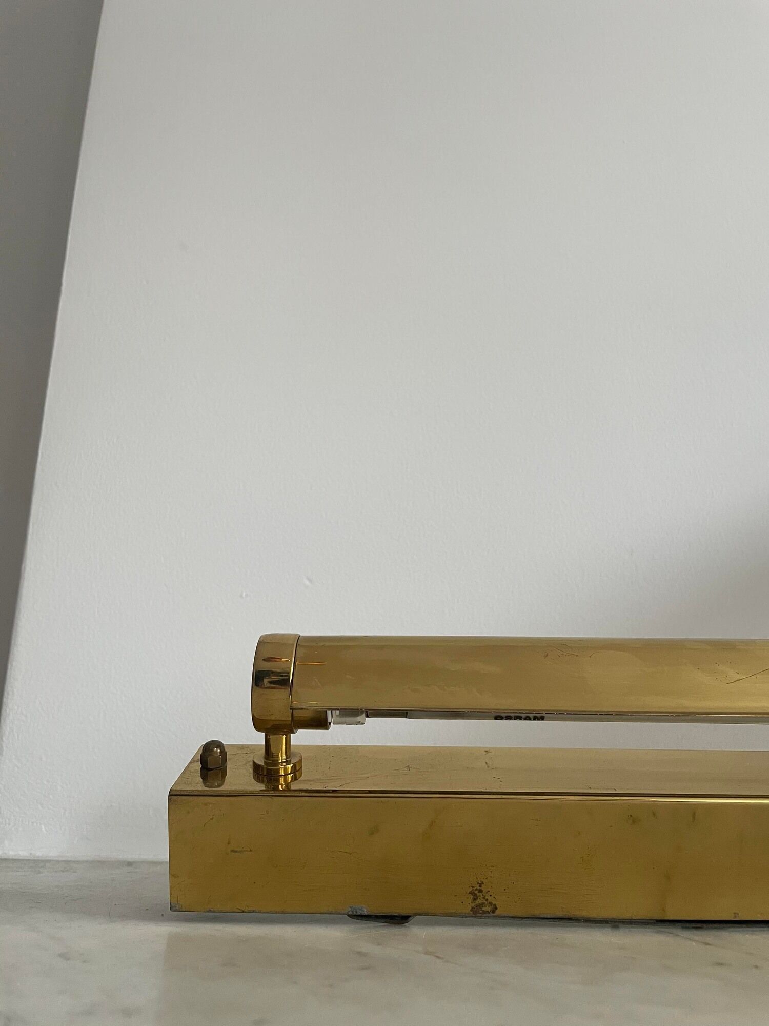 Vintage adjustable matt golden brass wall lamp, CVL, France 1980