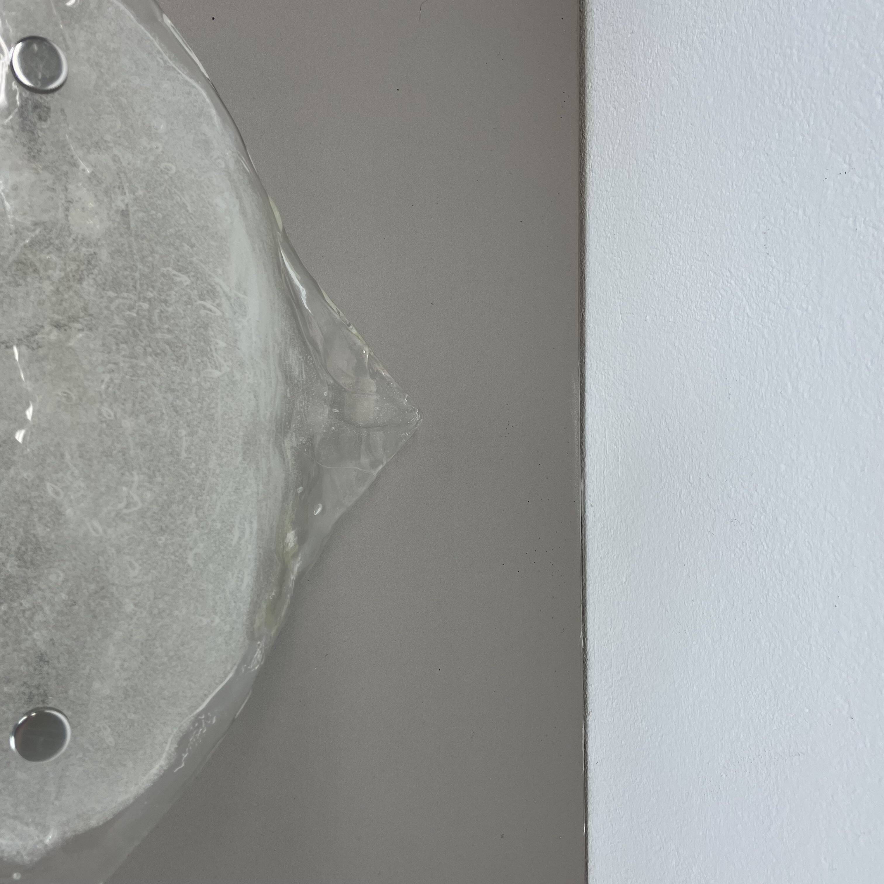 Large Organic Hollywood Regency Ice Glass Wall Light by Kalmar Lights, 1970