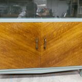 Atypical green noble 1960s low display cabinet.