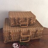 Wicker suitcase.