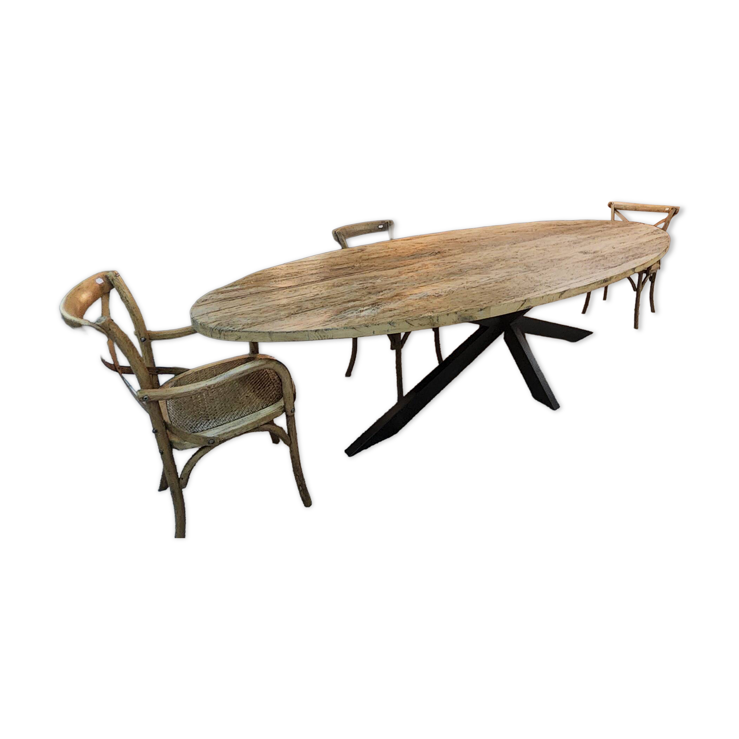 Industrial oval table