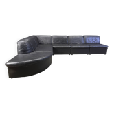 Vintage black patchwork leather modular sofa set by Laauser, 1970s