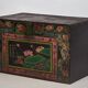 Antique oriental trunk with lotus flower paintings (c.1900) #11