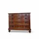 Antique walnut commode with bronze handles in the shape of a lion's mask,