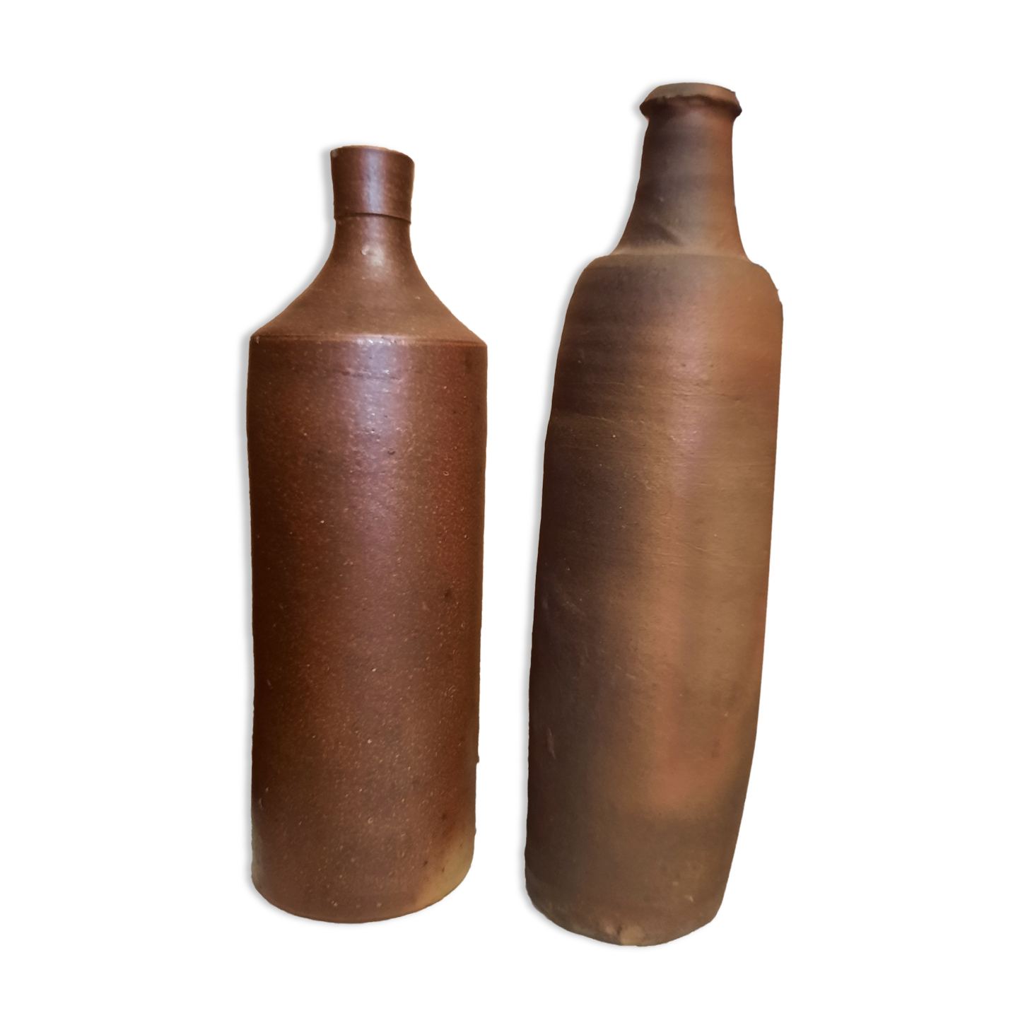 Duo of raw stoneware bottles