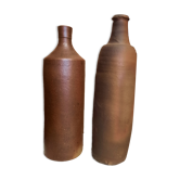 Duo of raw stoneware bottles