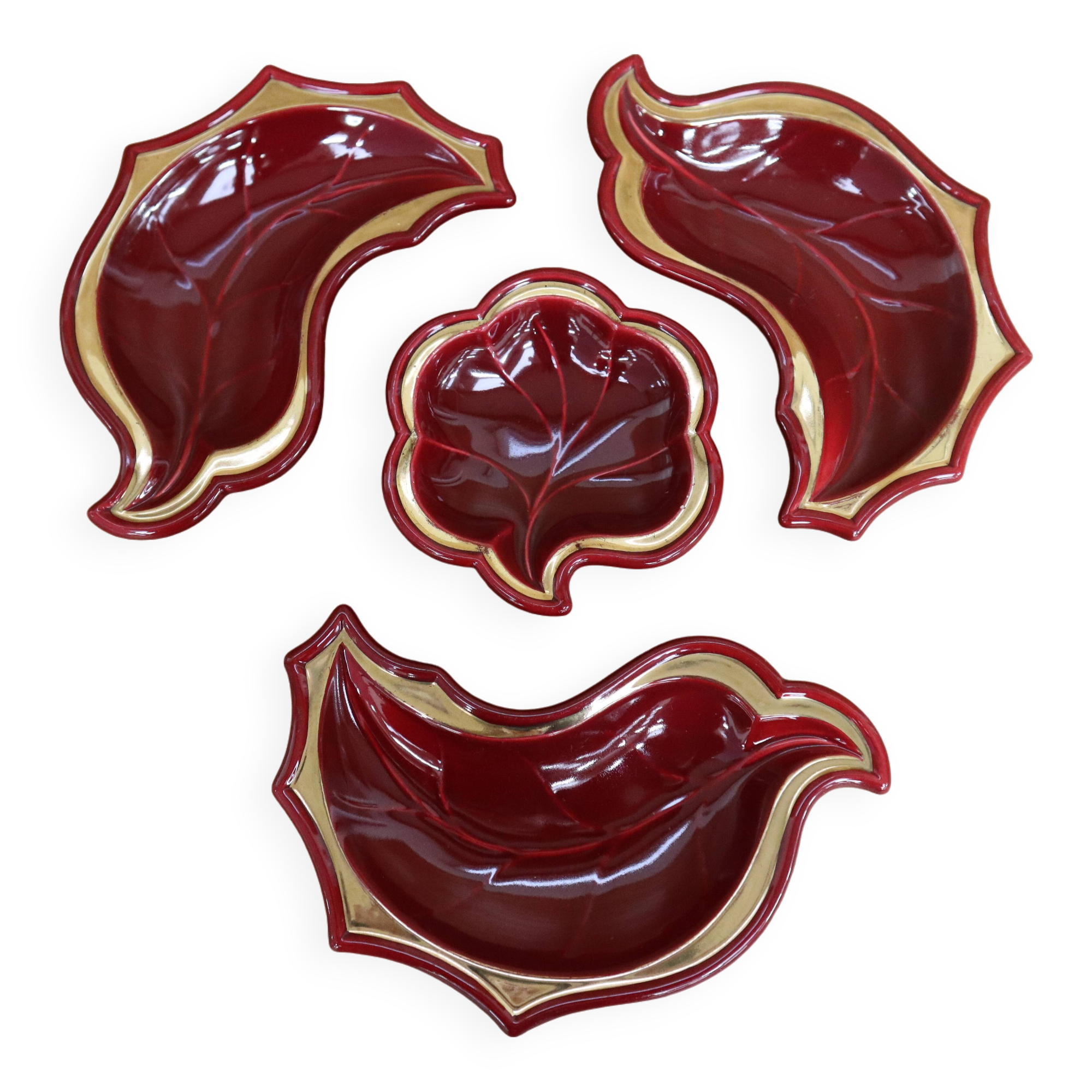 Verceram 50s Bordeaux aperitif service with gold trim