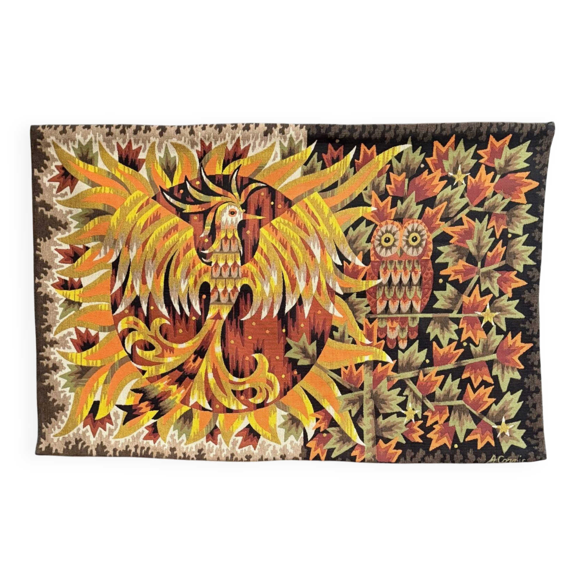 Tapisserie à l'oiseau par A. Cornic, XXe s.