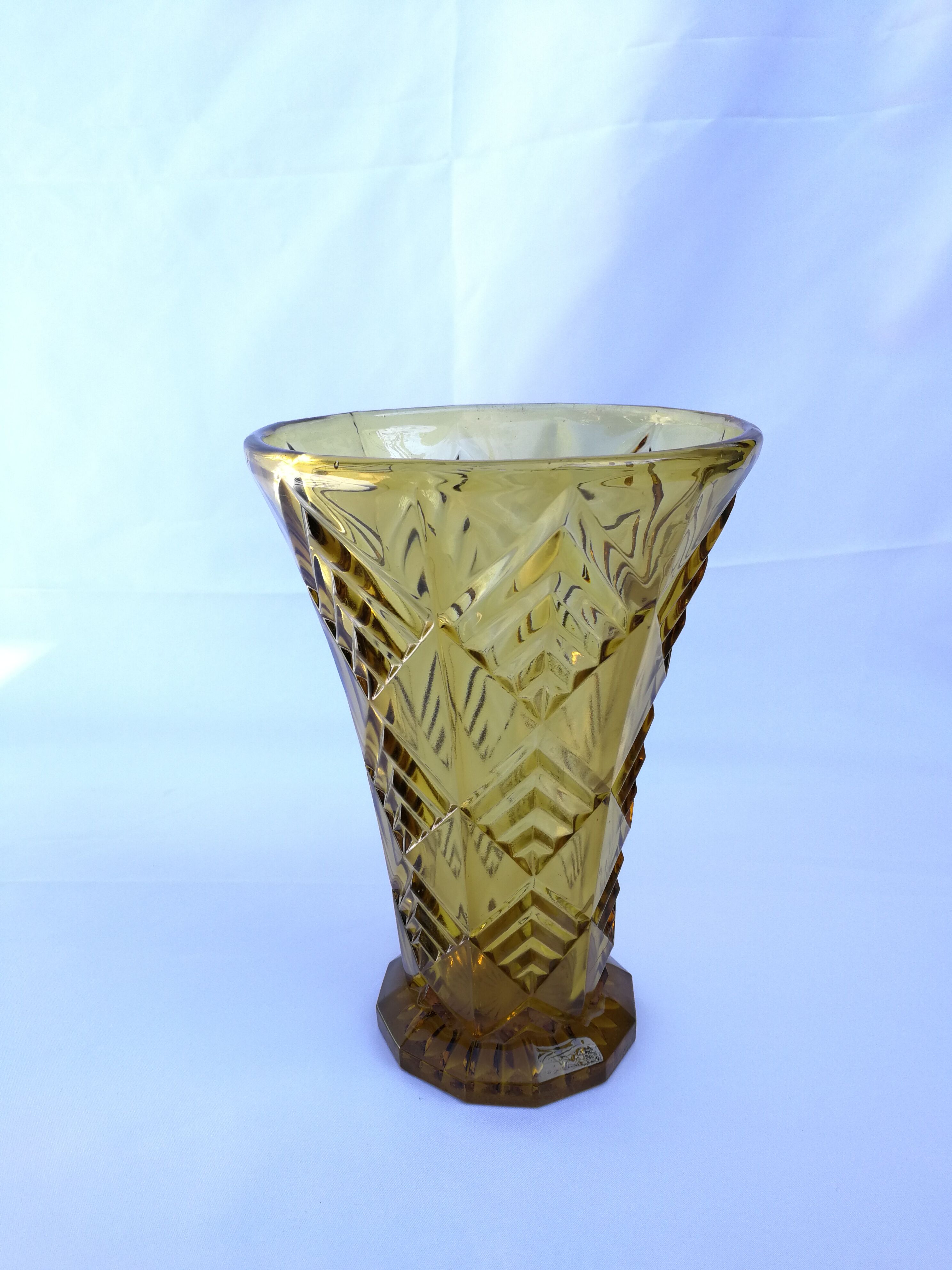 Amber molded glass vase