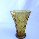 Amber molded glass vase