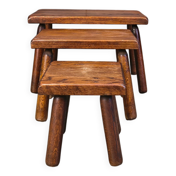 Tables gigognes brutalistes vintage, années 1960