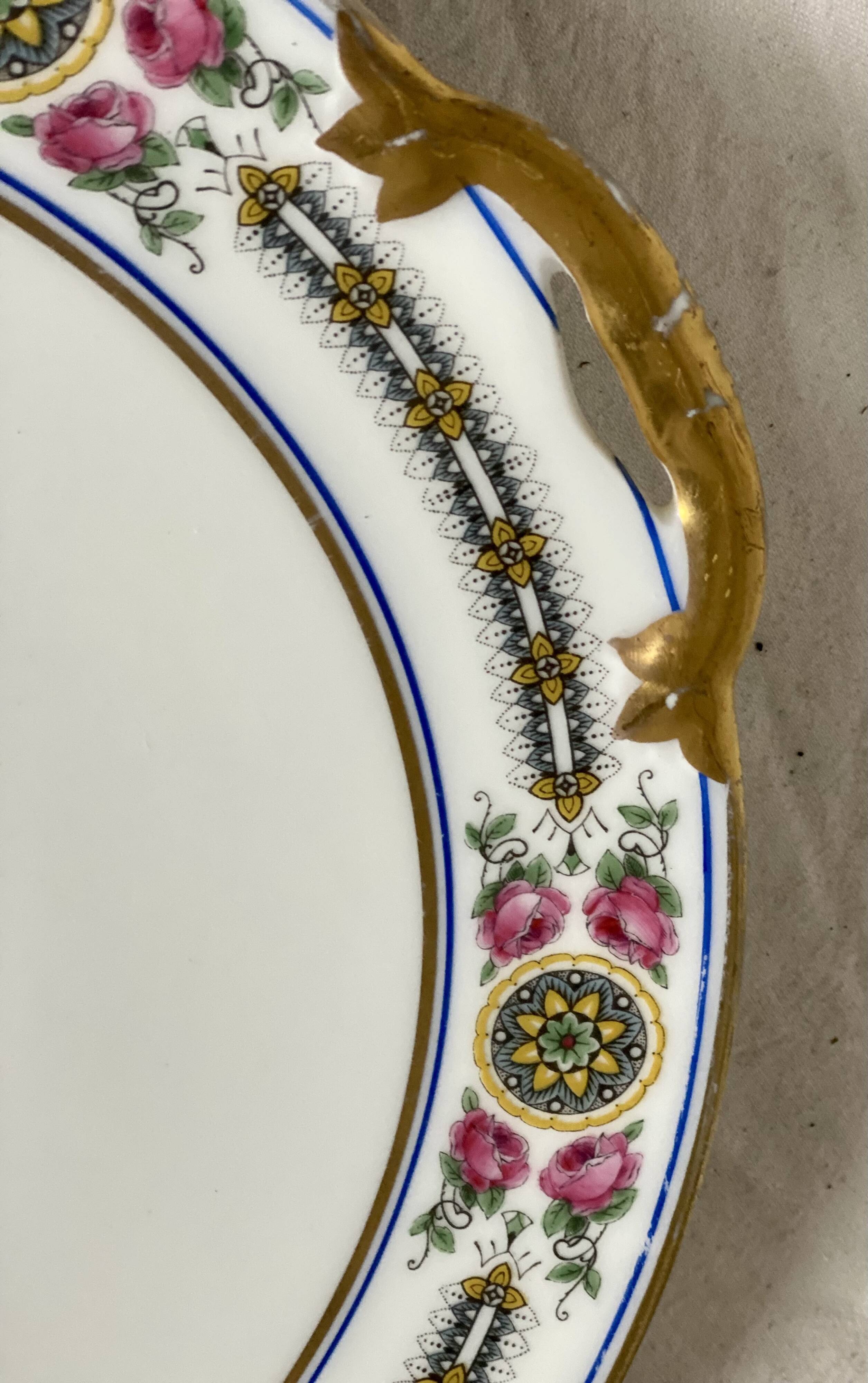 Limoges porcelain pie dish by Charles AHRENFELDT Art Deco