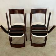 Set of 4 vintage 70s Italian design wooden and terry chairs