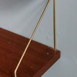 Teak and brass shelf, vintage scandinavian 1960s