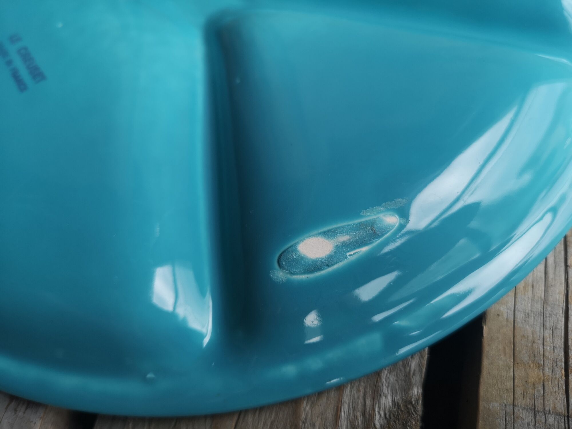 Fondue Plate Le Creuset in Turquoise Blue Ceramics