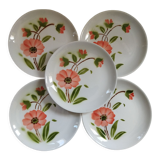 5 dessert plates from Moulin des Loups, Orchies, Gisèle model