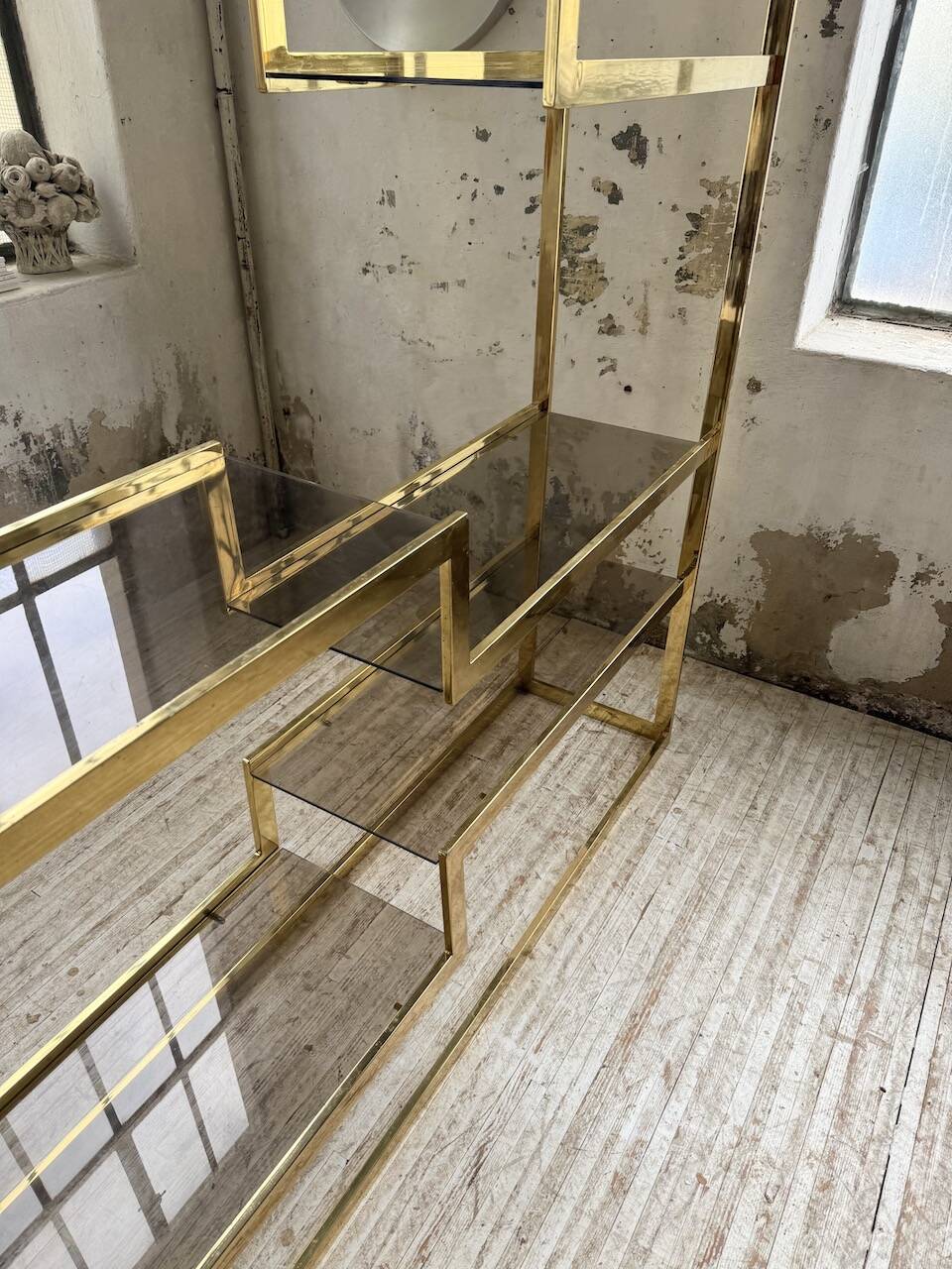 Brass shelf 1970 Belgo Chrom regency