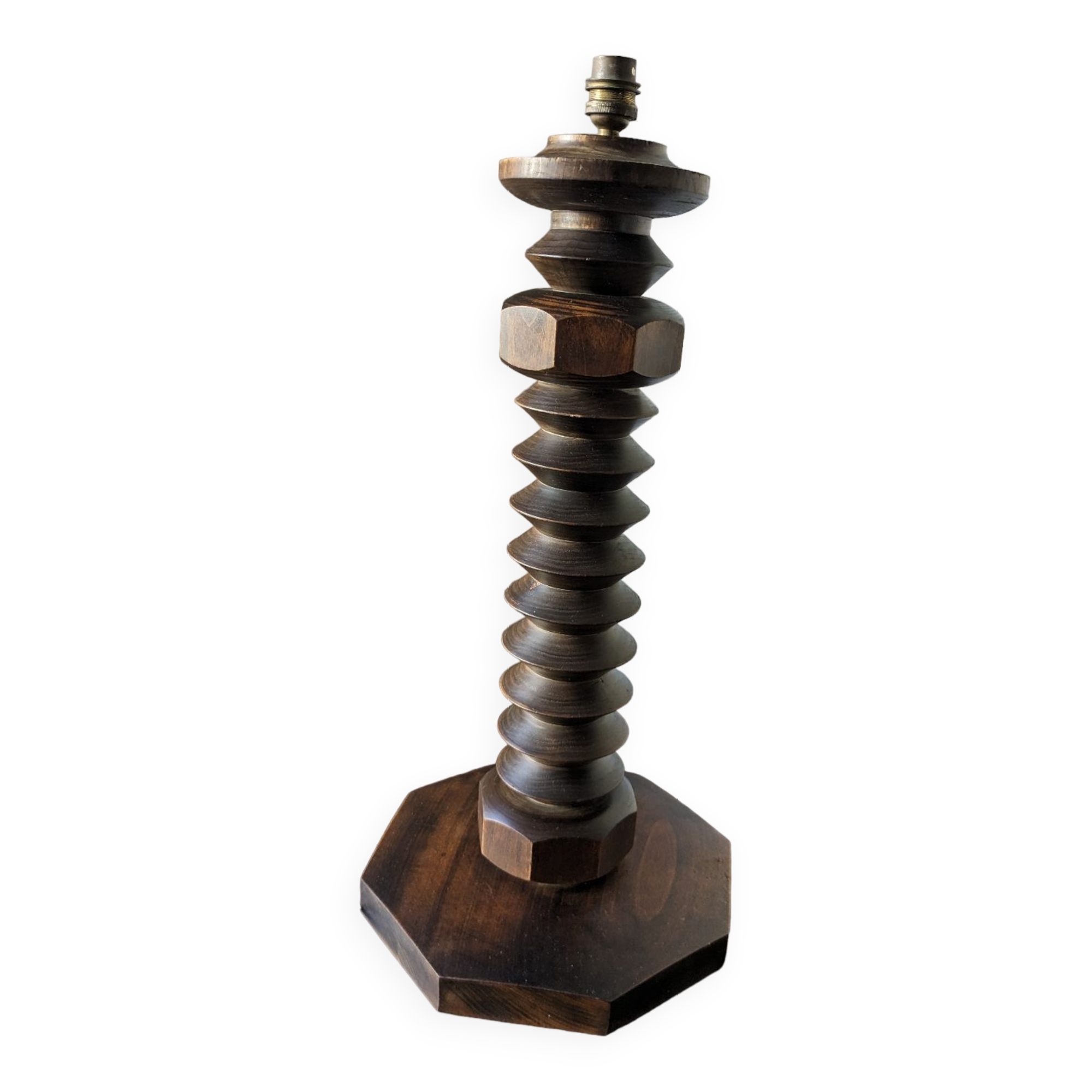 Large brutalist art deco Dudouyt style lamp