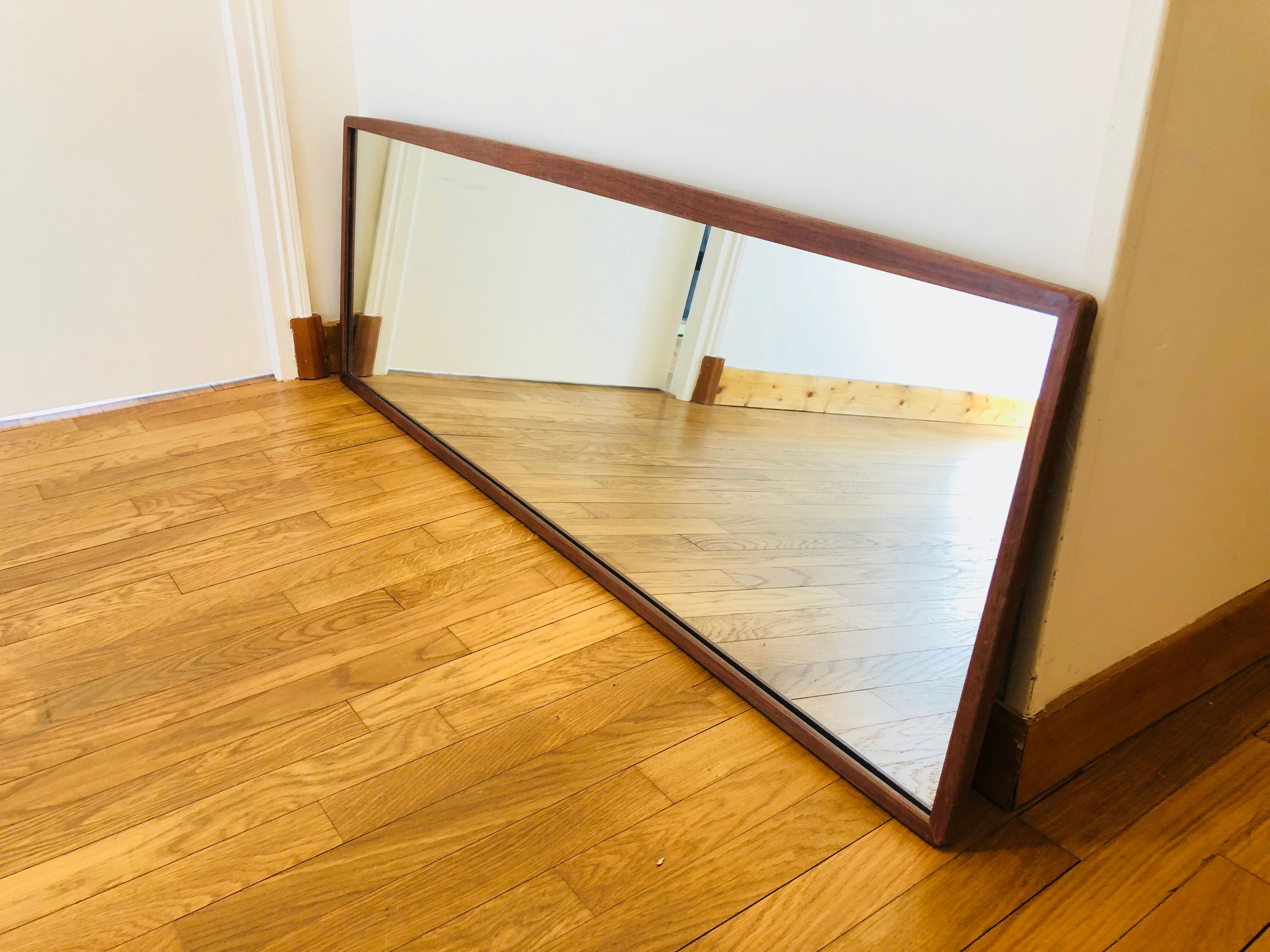 Scandinavian teak mirror 1960 - 139 cm x 46 cm