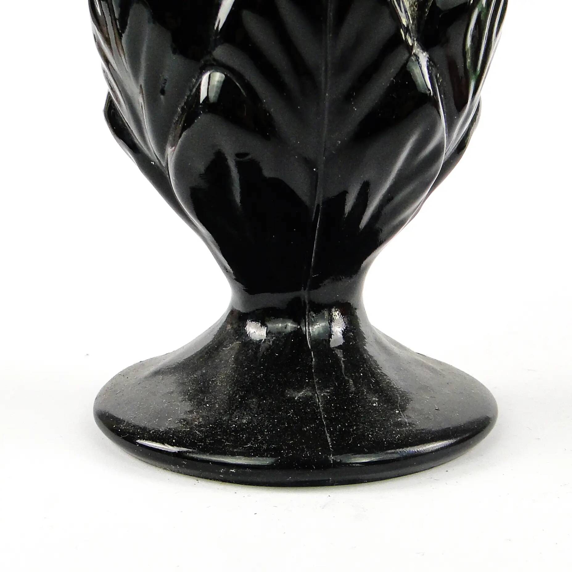 Art Deco vase, black glass, Ząbkowice, Poland, 1970s