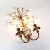 Monumental Bagues style crystal and gilt sconces by Banci Firenze