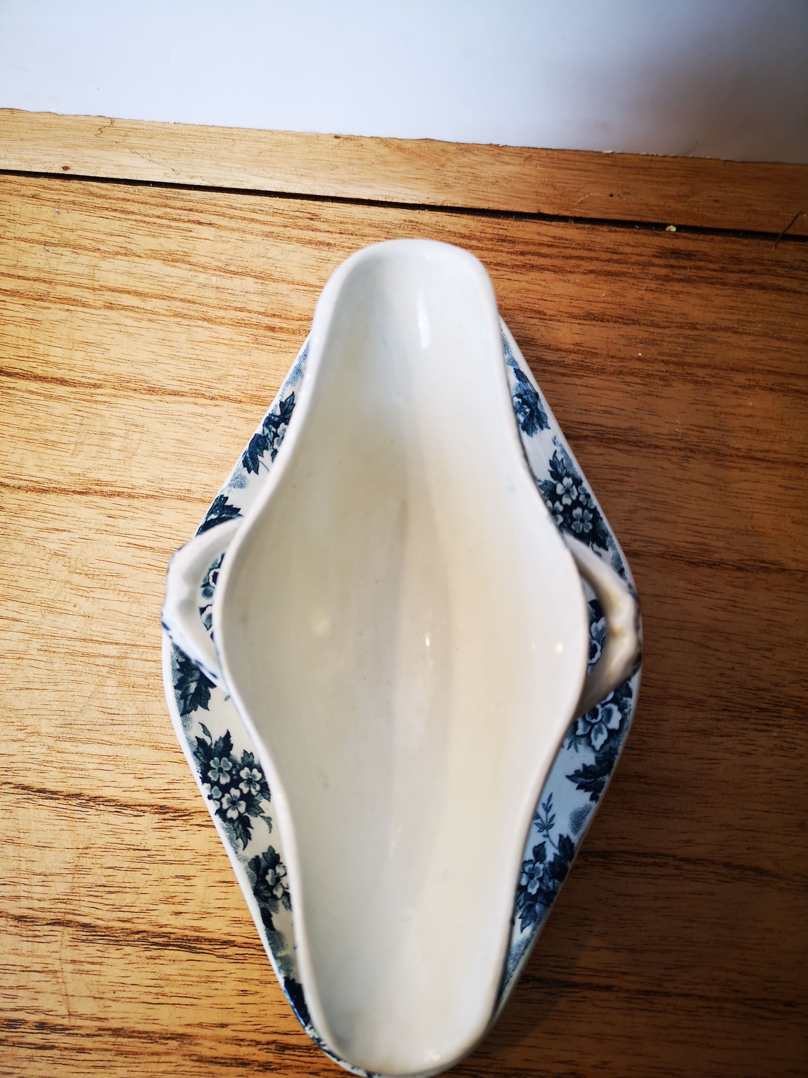 Bowl sauce trinket bowl porcelain earth iron vintage blue flowers Sarreguemines
