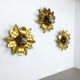 Set of 3 Golden Florentiner Leaf Theatre Wall Ceiling Light Sconces, Italy 1960s