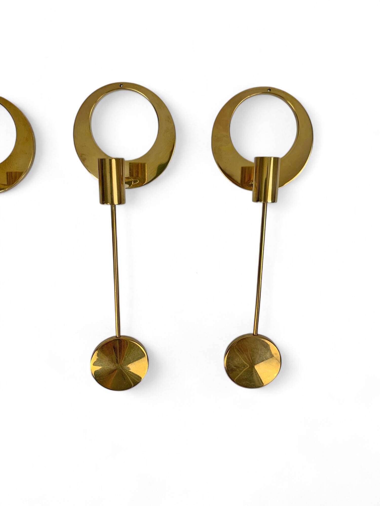 Pair of Scandinavian brass wall candlesticks by Arthur Pe, Kolbäck, Sweden