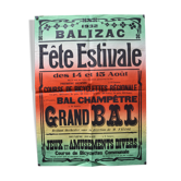 Affiche "Fête Estivale" Balizac 1932