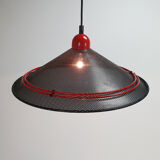 Postmodern black steel and red hanging pendant,1980s