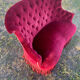 Small old Napoleon III toad sofa in red velvet