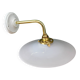Vintage white opaline wall lamp with elbow arm