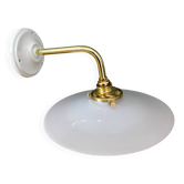 Vintage white opaline wall lamp with elbow arm
