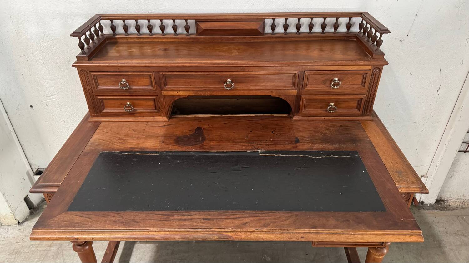 19th century walnut stepped desk