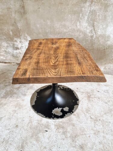 Ancienne table basse en fer et bois