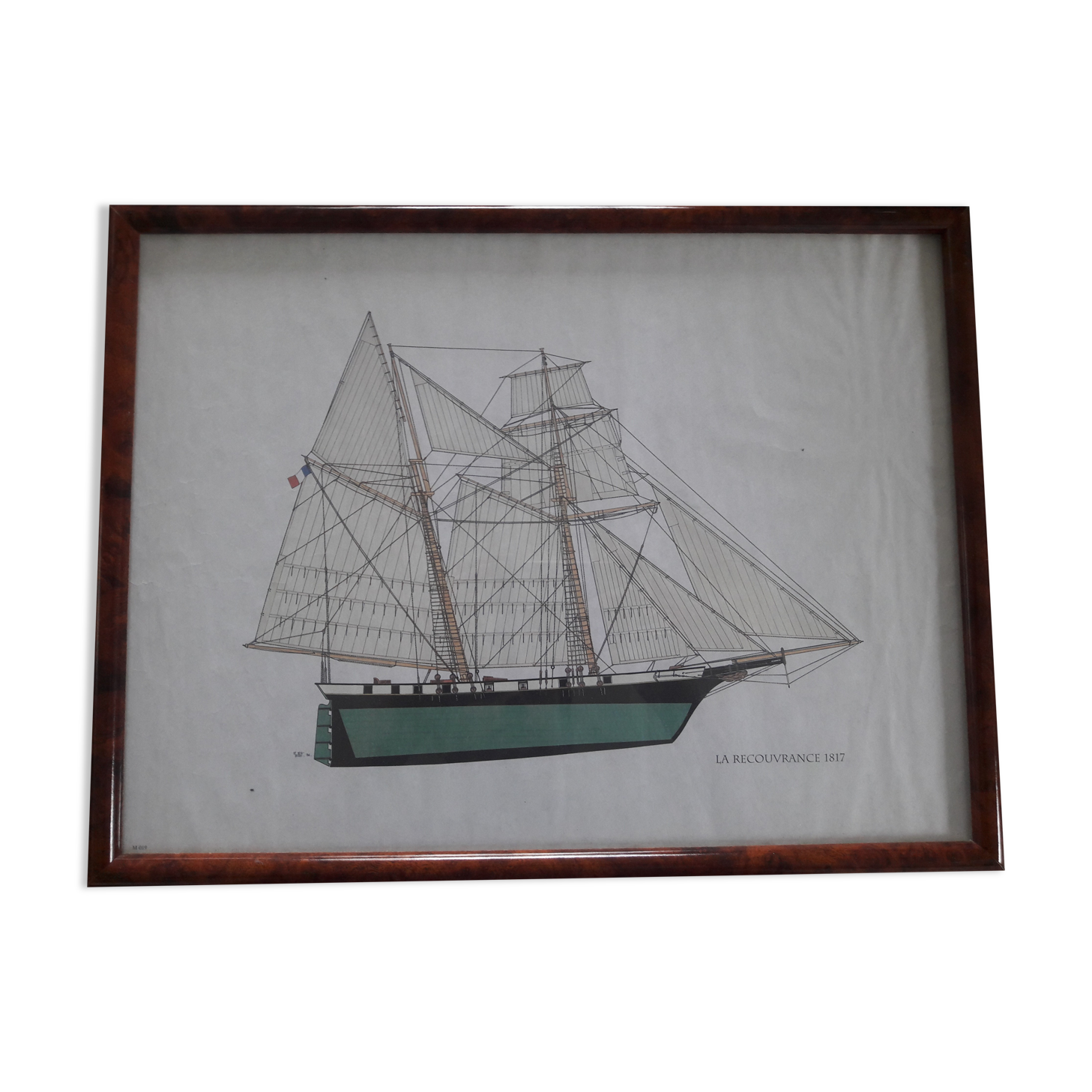 Painting schooner old sailboat La Recouvrance 1817