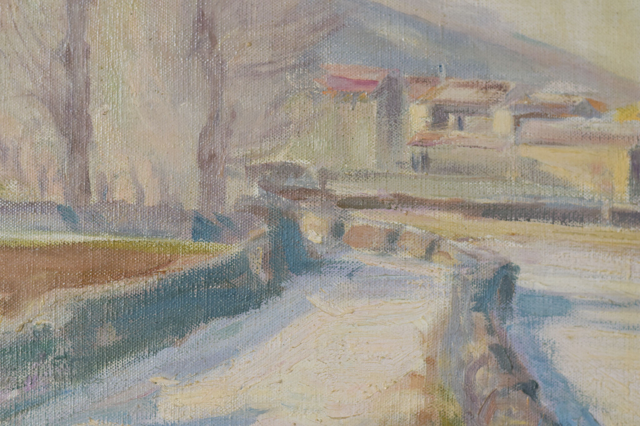 Impressionist Snowscape With Mountain Village