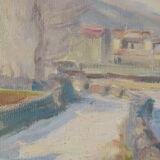 Impressionist Snowscape With Mountain Village