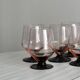 6 vintage translucent pink glasses with black stems