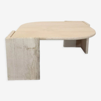 Table basse vintage en travertin des années 70
