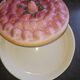 Vintage dessert plate in glazed ceramic with strawberry design, 1950s-1970s.