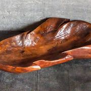 Coupe feuille en bois massif sculptée XXL ancienne