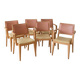 Set of 6 vintage Scandinavian chairs in wood and faux leather.