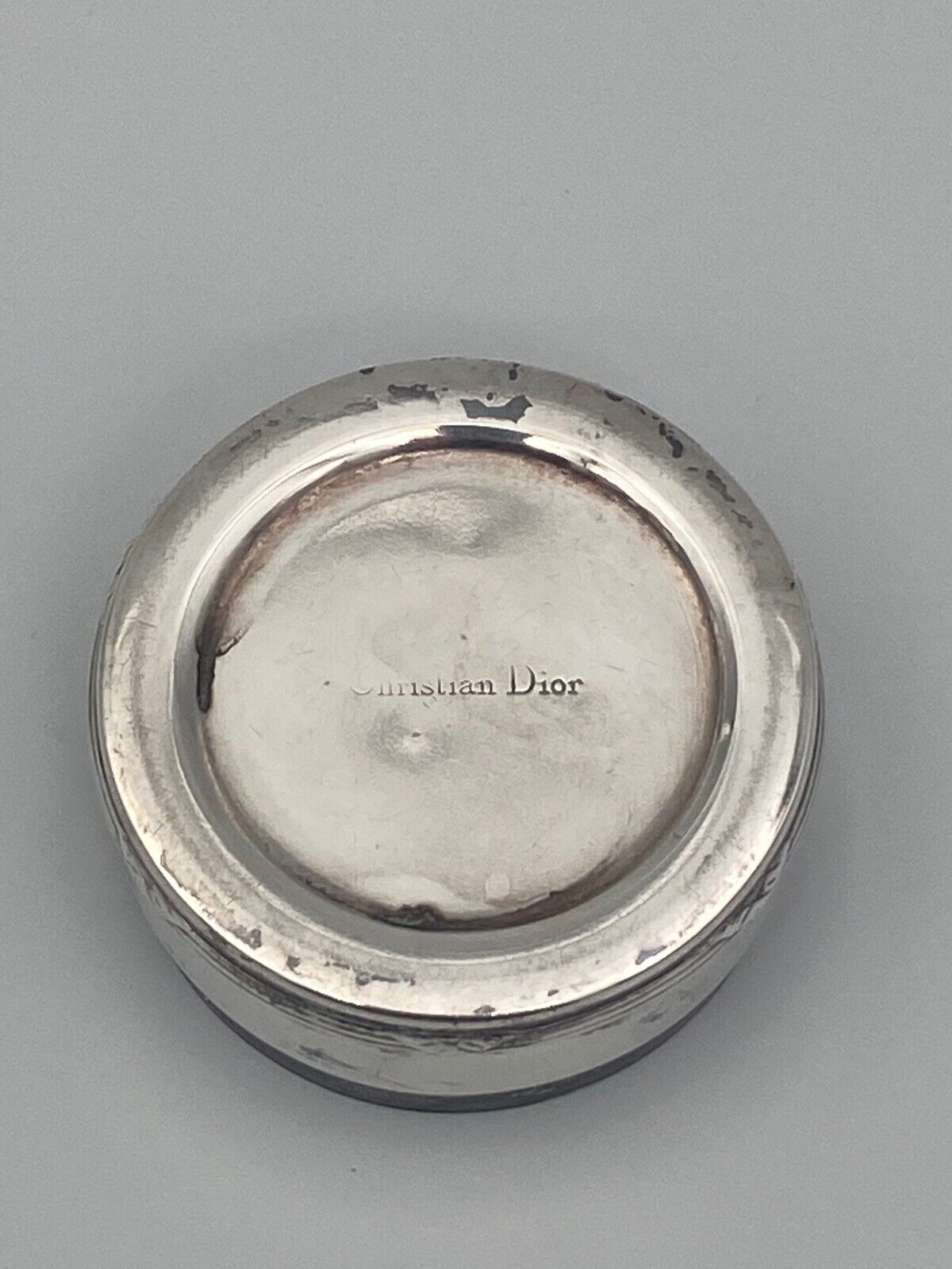 Christian dior silver metal box with cufflink decor socket