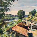Village landscape signed Faucher