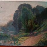 Peinture à l'huile sur toile impressionniste France 19e siècle paysage arbr