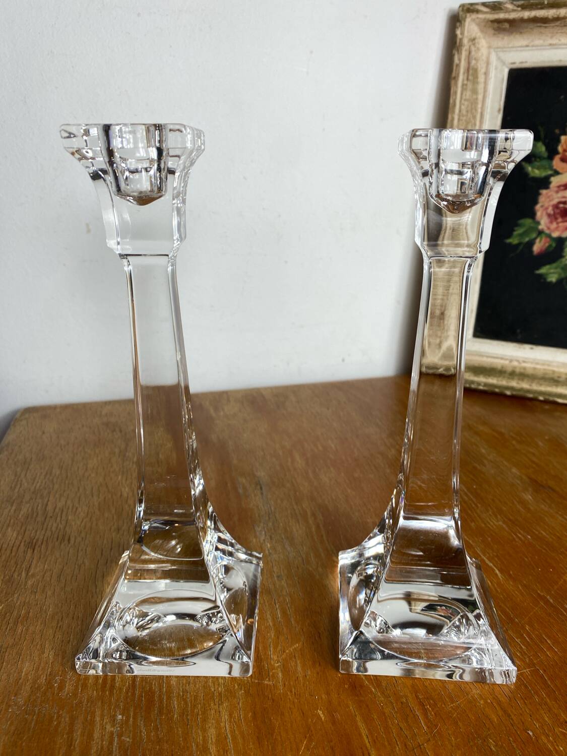 Pair of crystal candlesticks, Villeroy & Bosh